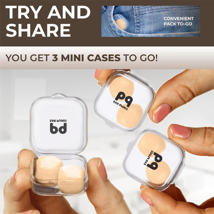 PQ Wax Ear Plugs for Sleep - 6 Silicone Wax Earplugs for Sleeping and Swimming - Gel Ear Plugs for Noise Cancelling, Ear Protection - Sleeping Earplugs with Sound Blocking (6-Pillows). Beige