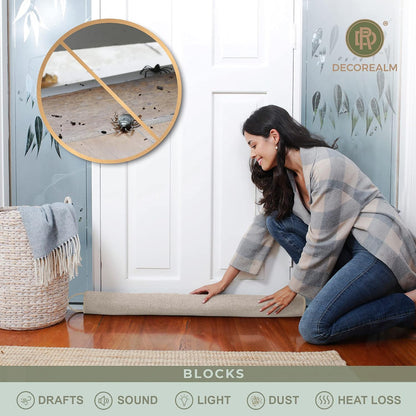 Under Door Draft Stopper and Blocker, Draft Guard for Doors and Windows, Decorative Fabric Cylinder Blocker Provides Weighted Door Insulation by DECOREALM (Beige, 36 Inches)