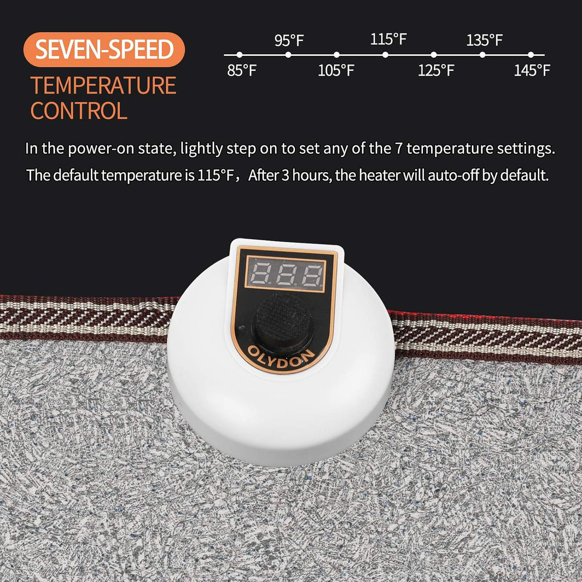 Electric Heated Floor Mats Under Desk, Heated Foot Warmer - 110v Toes Warming Heater for Office and Home(Stone Grain)