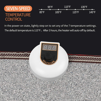 Electric Heated Floor Mats Under Desk, Heated Foot Warmer - 110v Toes Warming Heater for Office and Home(Stone Grain)
