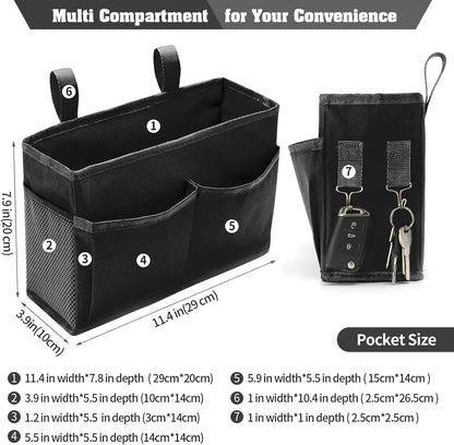 Bseash Bunk Bed Organizer, Bedside Caddy Hanging Bed Organizer Storage Bag 8 Pockets, for College Dorm Rooms Bed, Hospital Bed, Baby Bed Rails, 600D Oxford Cloth