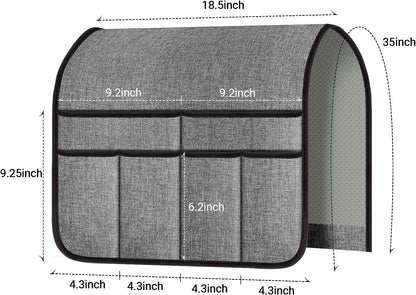 Armchair Caddy & Remote Control Holder for Couch & Recliner | Non-Slip Armrest Organizer with 6 Pockets for TV Remote, Phone, Tablet, Magazine & More, 19 x 35 Inches, Gray