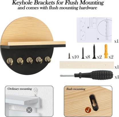Gurfuy Key Holder for Wall with Shelf - Wood Mail Organizer and Rack with Shelf Hooks Wall Mounted for Entryway Decor Magazines Letter Storage Farmhouse Living Room Bedroom Doorway Green