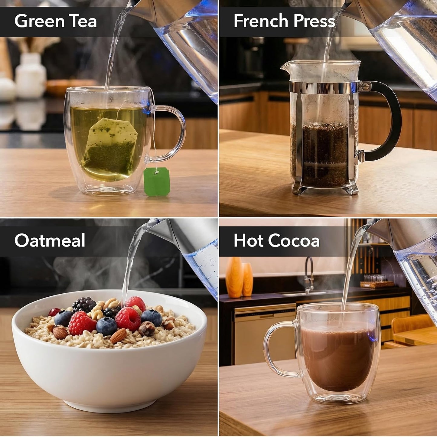 OVENTE 1.8L Glass Electric Kettle with Tea Infuser, Silver KGD752S | 1500W Fast Boiling, Easy Fill Lid, 7 Temperature Control, Keep Warm, Digital Display, Auto Shut-Off, Boil-Dry Protection