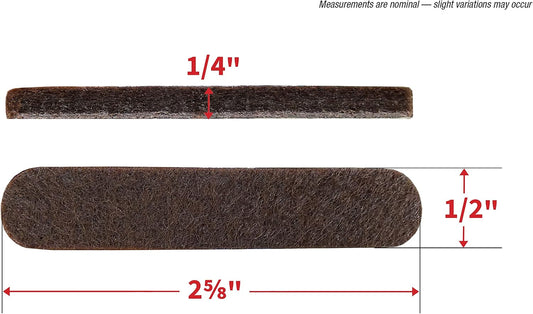 Shepherd Hardware 9865 1/2-Inch x 2-5/8-Inch Heavy Duty Self-Adhesive Felt Furniture Strips, 16-Pack, Brown