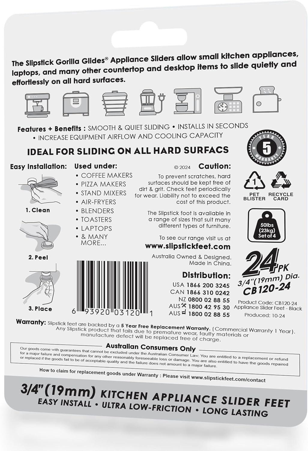 GorillaGlides 1 Inch Chair Sliders/Furniture Floor Protectors (16 Furniture Glides) Self-Adhesive Screw On Chair Glides for Sliding on Low-Pile Carpet & Hard Surface Floors, Round