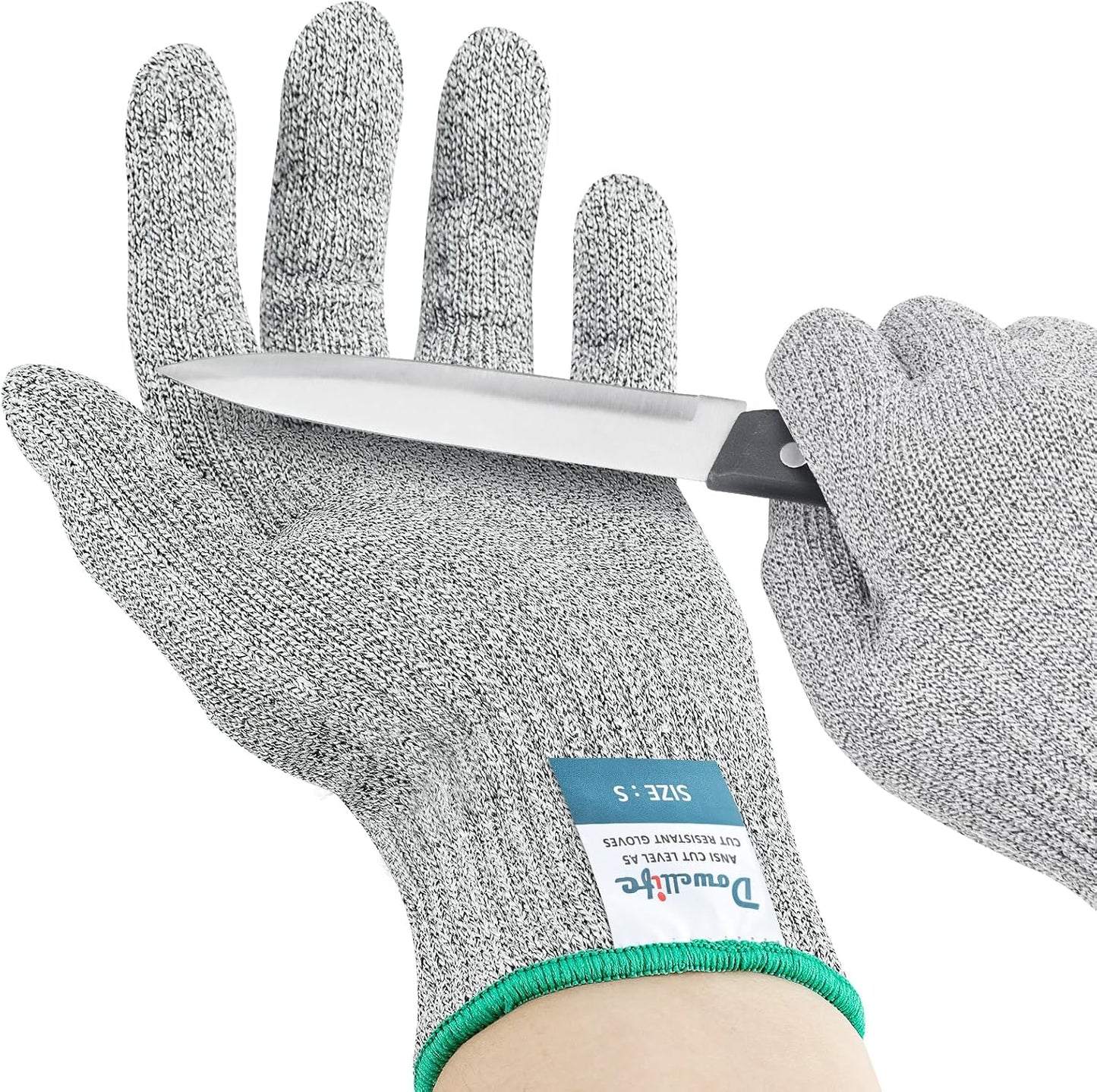 Dowellife Cut Resistant Gloves A9 Maximum Protection - Food Grade Kitchen & Chef Gloves for Food Prep, Knife Cutting, Mandoline Slicing, Butcher, Oyster Shucking, Fish Handling (Medium)