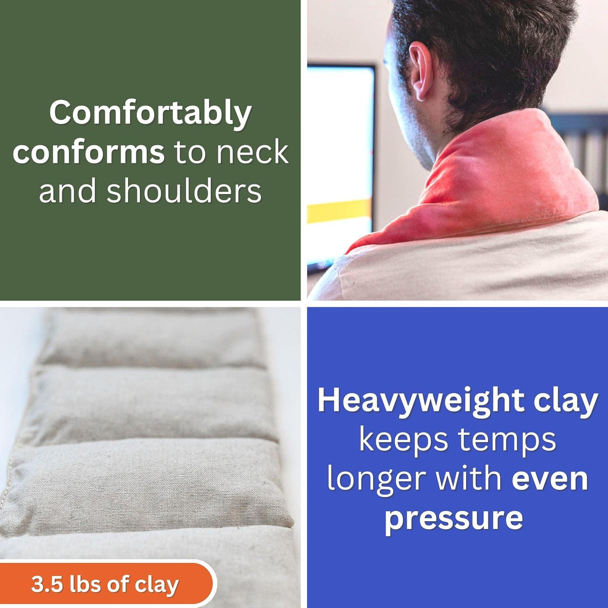 Brookethorne Naturals Moist Heating Pad for Neck & Shoulders with Removable Cover. Calming Heat Wrap with Lavender. Great for Back Pain, Stiff Neck & Cramps
