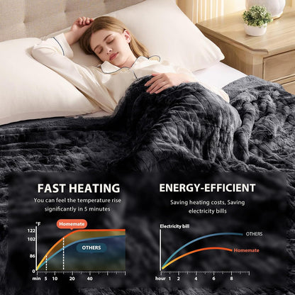 Homemate Heated Blanket Electric Heating Throw 50x60 Plush Faux Fur Sherpa