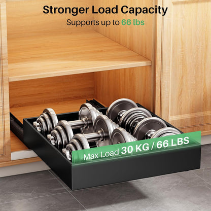 Pull out Cabinet Organizer, 21"Deep, Heavy Duty Full-Extension Slide out Drawers for Kitchen Cabinets with Nano Adhesive, Roll Out Shelf Sliding Cabinet for Pots, Bathroom, Pantry, Under Sink, White