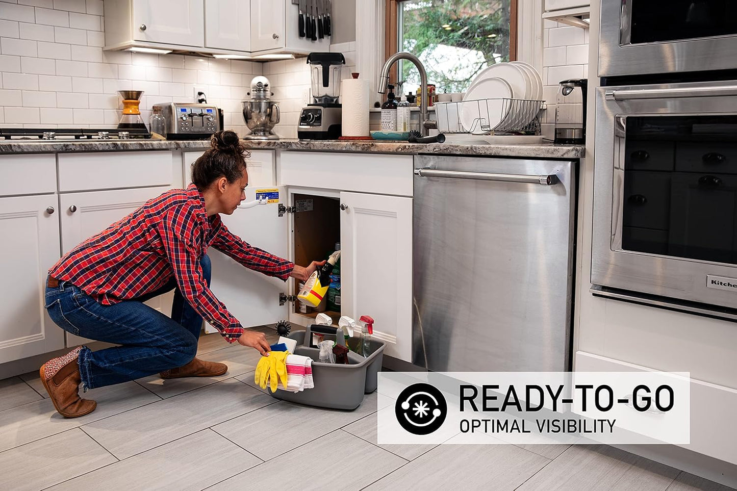 Mighty Tuff Rough and Rugged All-Purpose Cleaning Caddy, Grey/Black 2 Count (CD0170) | Durable organizer for carrying cleaning supplies, tools, and household essentials with a rugged, easy-grip design.
