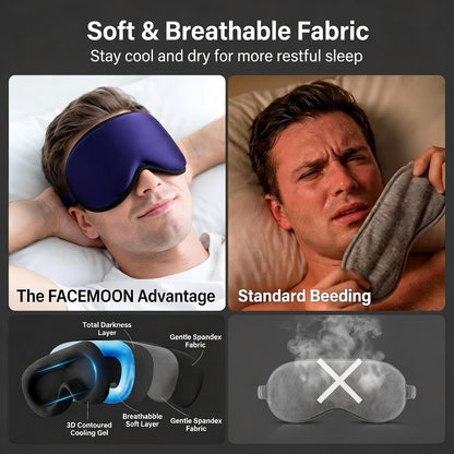 3D Cooling Gel Weighted Eye Mask for Sleeping, 100% Blackout Sleep Mask | FSA Eligible Items HSA, 6oz Gel-Weighted, No Eye Pressure, Cold Relief for Puffy Eyes, Migraines, After Surgery & Travel Gift