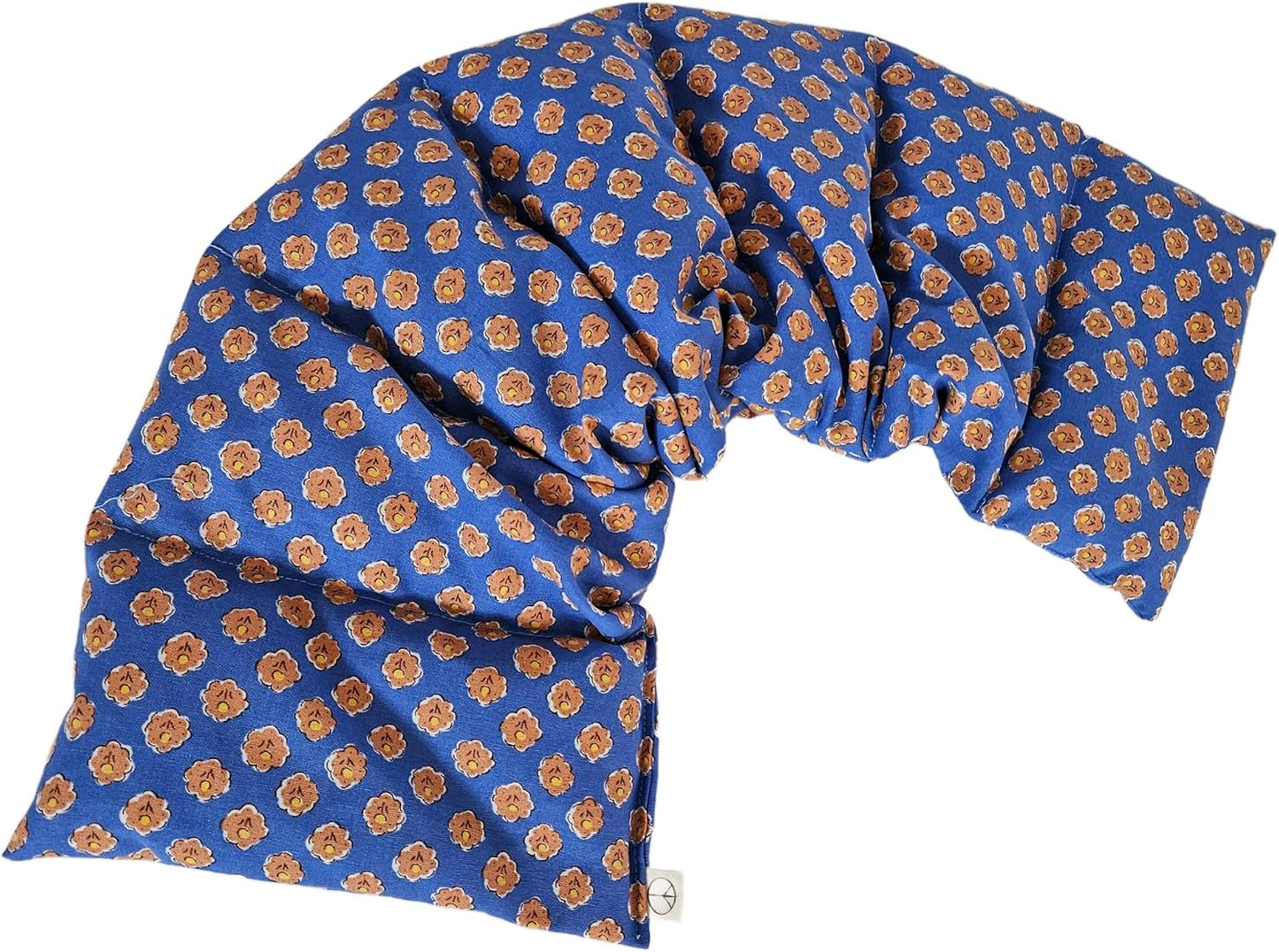 Microwavable LOVEwrap Neck & Shoulder Wrap Pad - Aroma - 6 X 24- Flax w/fine Mist of Calming Lavender Oil - subtly Scented - All Natural - Hot Cold Therapy Muscles Pain Relief - Orange Blue Flowers