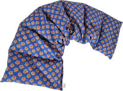 Microwavable LOVEwrap Neck & Shoulder Wrap Pad - Aroma - 6 X 24- Flax w/fine Mist of Calming Lavender Oil - subtly Scented - All Natural - Hot Cold Therapy Muscles Pain Relief - Orange Blue Flowers