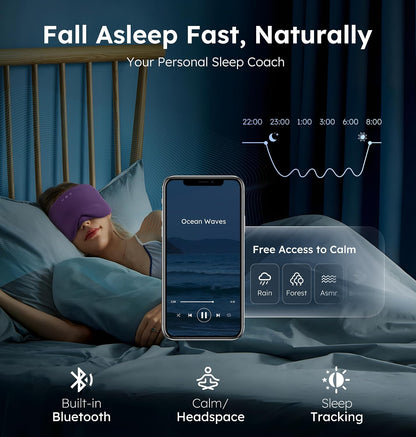 Luxury Bluetooth 5.4 Sleep Mask for Adults - Ice Fiber Cooling & HD Sound, 100% Light Blocking Adjustable Eye Cover for Travel & Side Sleepers - Soft Sleep Headphones with 10H Playtime
