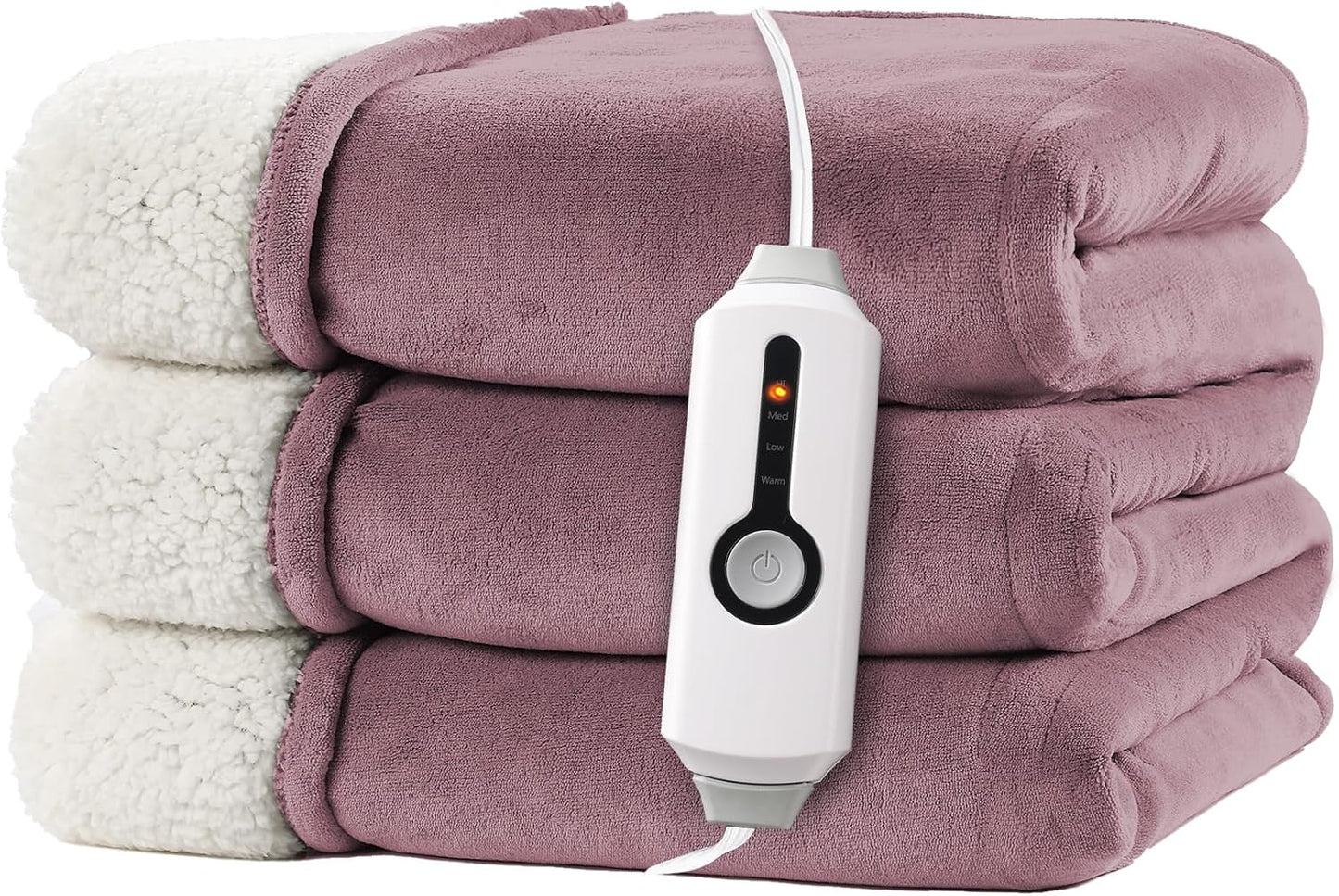 Electric Heated Blanket Full Size 72"x84" – Light Gray | ETL for Safe Overnight, 4 Heat Settings & 10H Auto Off, Dual-Sided Microplush Sherpa for Home Night, Machine washable