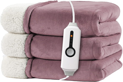 Electric Heated Blanket Full Size 72"x84" – Light Gray | ETL for Safe Overnight, 4 Heat Settings & 10H Auto Off, Dual-Sided Microplush Sherpa for Home Night, Machine washable