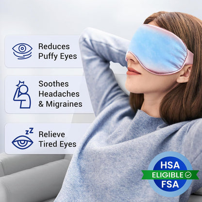 Cooling Eye Mask for Dark Circles Puffiness - Fsa Eligible Items Hsa, Cold Compress for Puffy Eyes Migraines Headache Sleeping After Surgery, Gentle Weighted Travel Essentials Gel Ice Pack (Black)