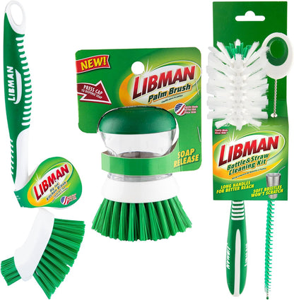 Libman Scrub Brush Kit | Cleaning Brush | Tile & Grout Brush | Small Scrub Brush | Power Scrub Brush | Carpet Brush | Bathroom Scrubber | Boot Scrubber | 3 Different Brushes Included
