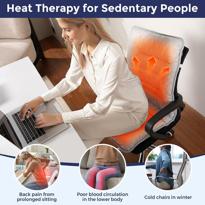 Heated Seat Cushion for Office Chair, Heated Seat Pad for Pain Relief Promote Blood Circulation with 3 Heat Levels & 90mins Auto-off, Chair Warmer for Back, Waist, Hips, Thighs Home Office Use, Grey