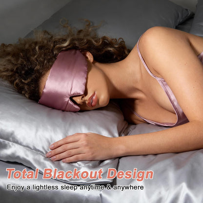 VOCOSTE 3D Pure Silk Sleep Mask with Travel Pouch, Black