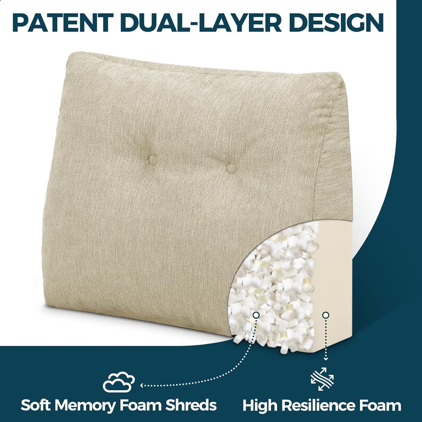 Back Support Pillow for Recliner Soft Dual Layer Lumbar Support Pillow with Shredded Memory Foam Ergonomic Orthopedic Couch Lumbar Cushions for Elderly Lower Back Pain Relief Dark Grey