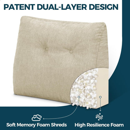 Back Support Pillow for Recliner Soft Dual Layer Lumbar Support Pillow with Shredded Memory Foam Ergonomic Orthopedic Couch Lumbar Cushions for Elderly Lower Back Pain Relief Dark Grey