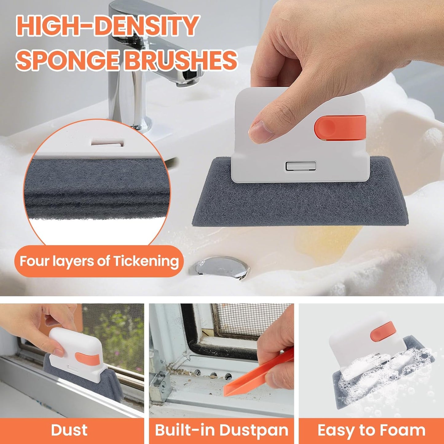 12pcs Window Track Cleaner Tool Set, Window Sill & Groove Cleaning Brushes with Hard Bristle Crevice Brush and Debris Pliers for Sliding Door Rails, Shower Door Tracks, Kitchen & Bathroom Gaps