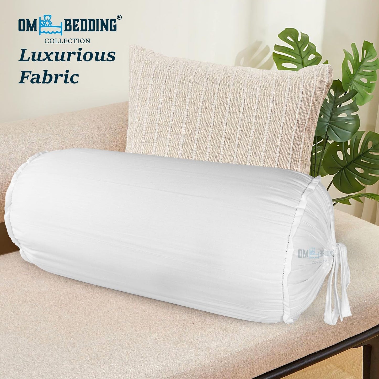 SAHARBEDDINGS 2 Pieces Cervical Neck Roll Pillow Cover with Cotton Bolster Pillowcases for Cylindrical Cushion and Drawstring Closure Round Neck Pillowcase (Plum, Roll Pillow 18x3 Pack of 2)