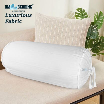 SAHARBEDDINGS 2 Pieces Cervical Neck Roll Pillow Cover with Cotton Bolster Pillowcases for Cylindrical Cushion and Drawstring Closure Round Neck Pillowcase (Plum, Roll Pillow 18x3 Pack of 2)