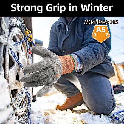 Schwer 12 Pairs A5 Cut Resistant Gloves, Non PFAS & Fiberglass，CR3088, L | Non PFAS Fiberglass, PU Coating, Strong Grip, Abrasion Resistant, for Glass Cutting, Warehouse Handling, Gardening Work