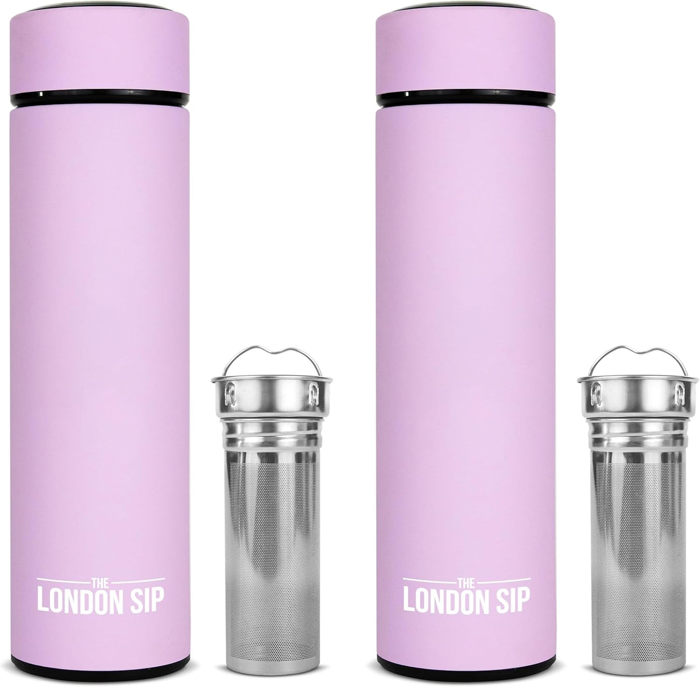 London Sip Multi-Purpose Tea Infuser Travel Mug and Tumbler Fruit Infuser Flask Hot and Cold Double Wall Stainless Steel Thermos with Extra-Long Infuser, Midnight Teal