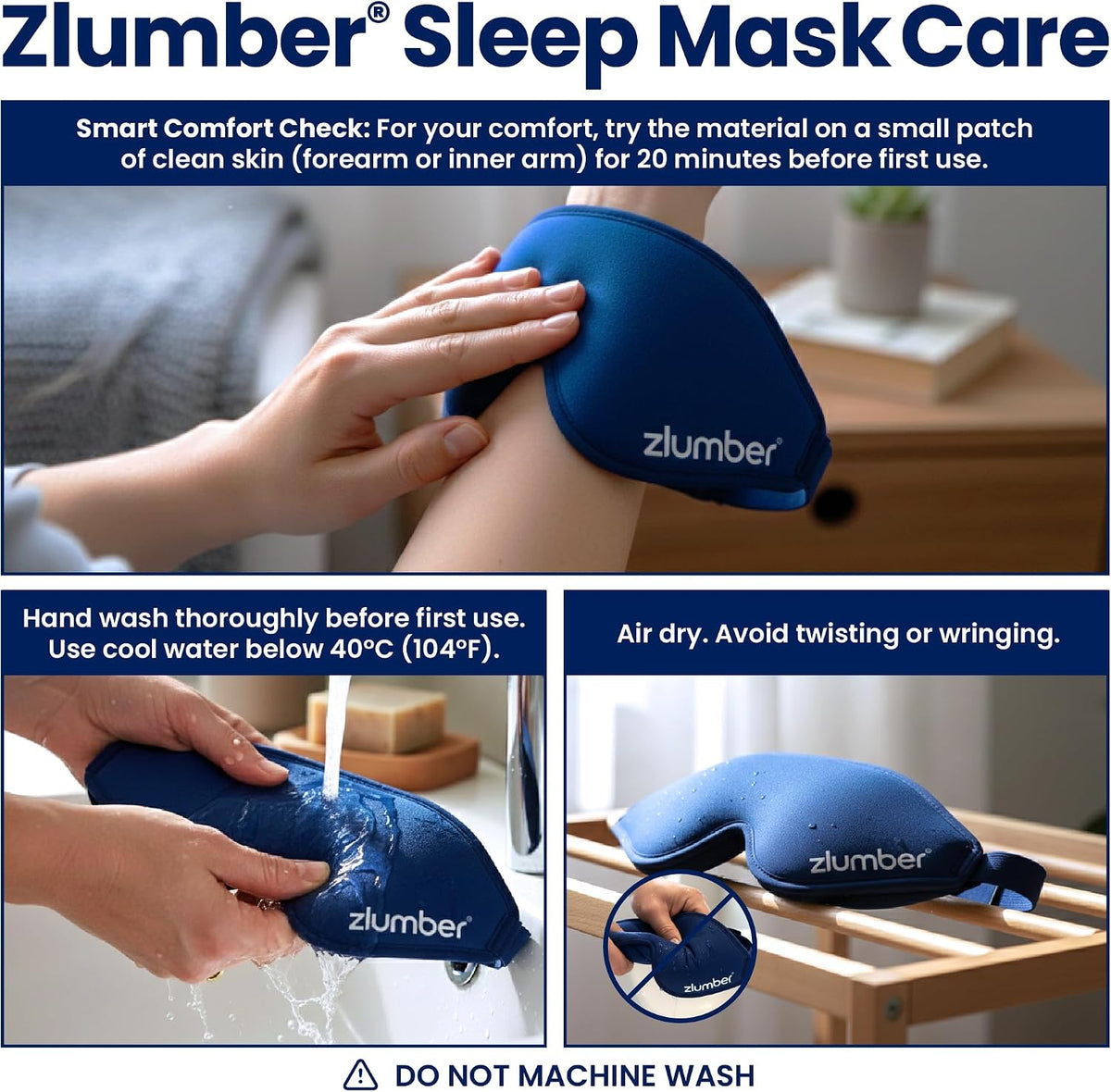 Zlumber Premium Eye Sleep Mask for Men & Women - 100% Blackout 3D Contoured Night Eye Mask for Sleeping, Travel Eye Mask & Side Sleeper Mask, Zero Eye Pressure, Adjustable