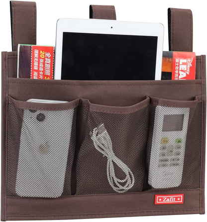 Zafit Hanging Bedside Caddy, Bedside Storage Organizer for Magazine, Phone, Remote control (Classic4 Pockets-Black)