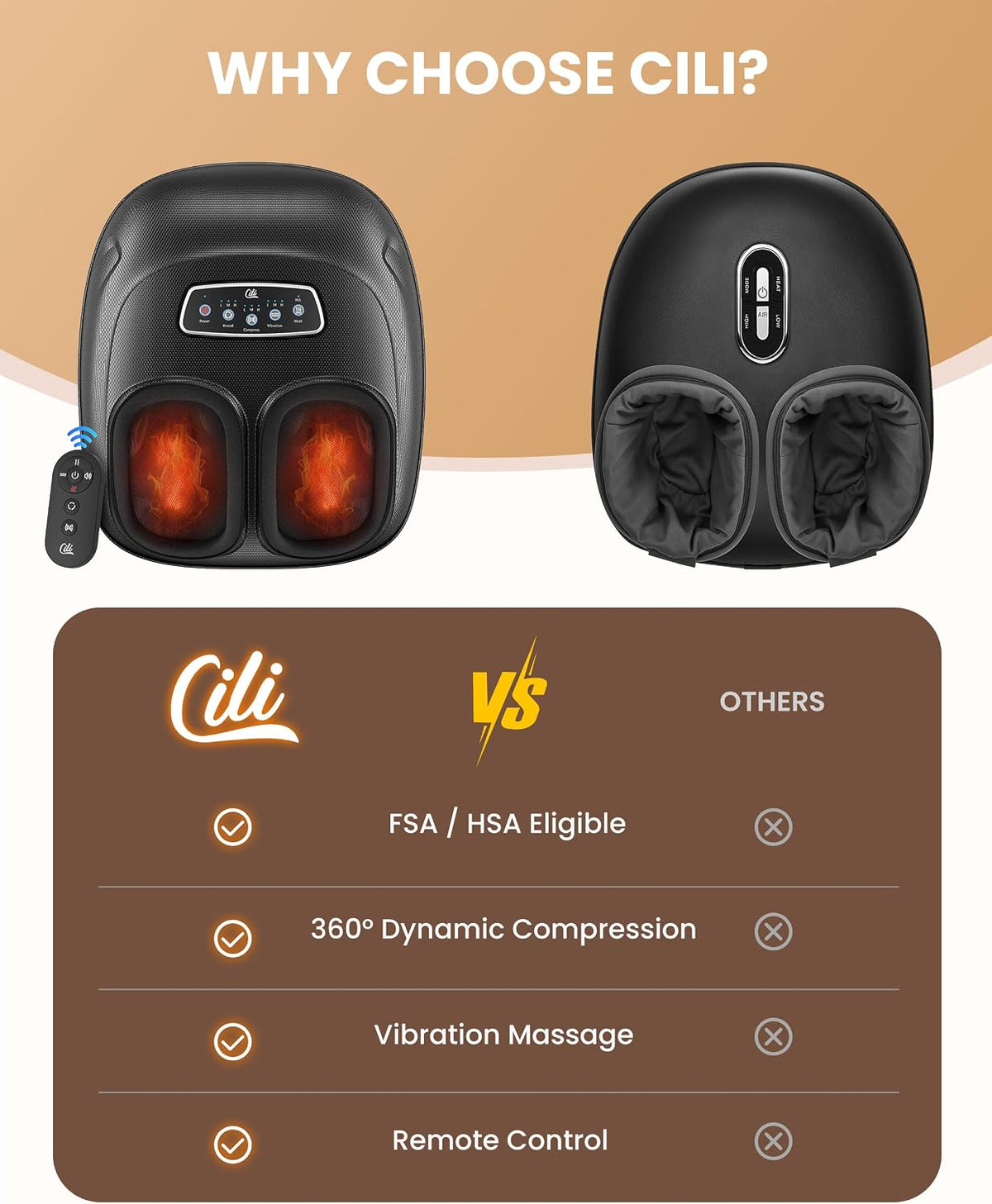 CILI Shiatsu Foot Massager with Heat and Compression, Kneading, Rolling,Electric Feet Massager for Plantar Fasciitis, Neuropathy, Feet Heater, Foot Warmer for Women, Size Up to 14"
