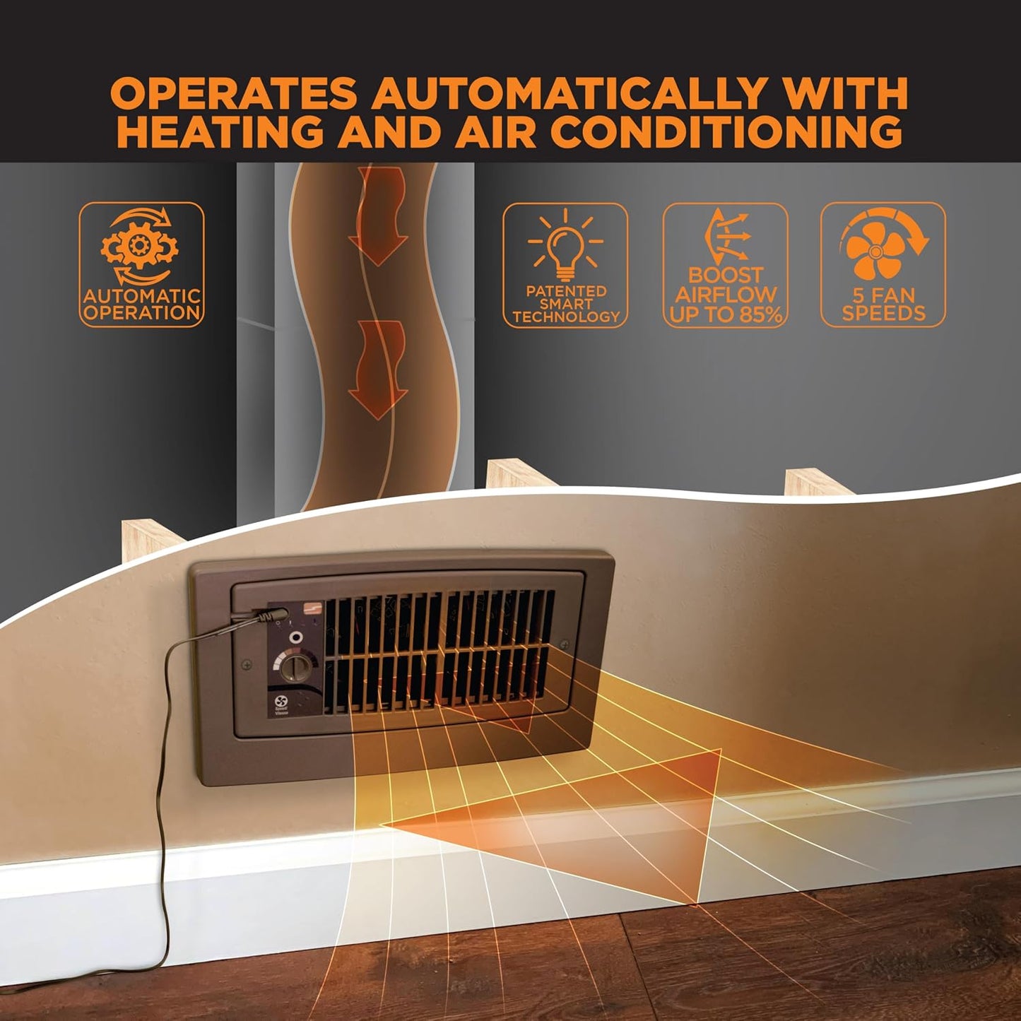Suncourt Flush Fit Register Booster Fan, Adapter Plate, Brown (HC500-BPL)