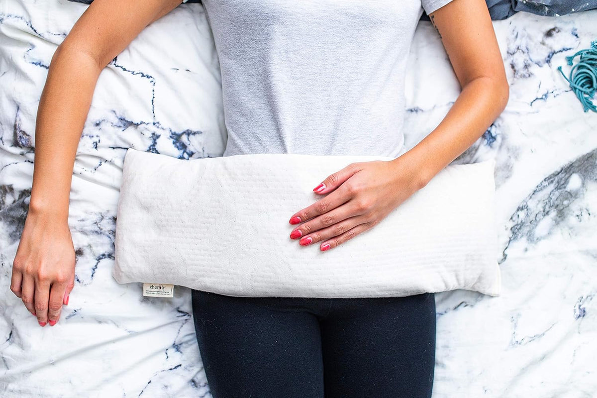 Natural Pain Relief Moist Heat Therapy, Cherry Pits in Organic Cotton, Microwavable Heating Pad/Cold Compress- Back, Neck, Muscles, Joints, Stomach, Menstrual Pains Aches Cramps - Small