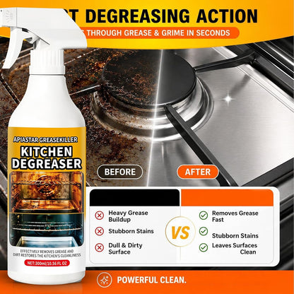 Apiastar Greasekiller Spray,300ml Greasekiller BBQ Spray,Grease killerSpray Grill Cleaner,Grill Degreaser For Outdoor Grill,Bbq Cleaner And Degreaser,for Air fryer, Kitchen, Oven (1PCS)