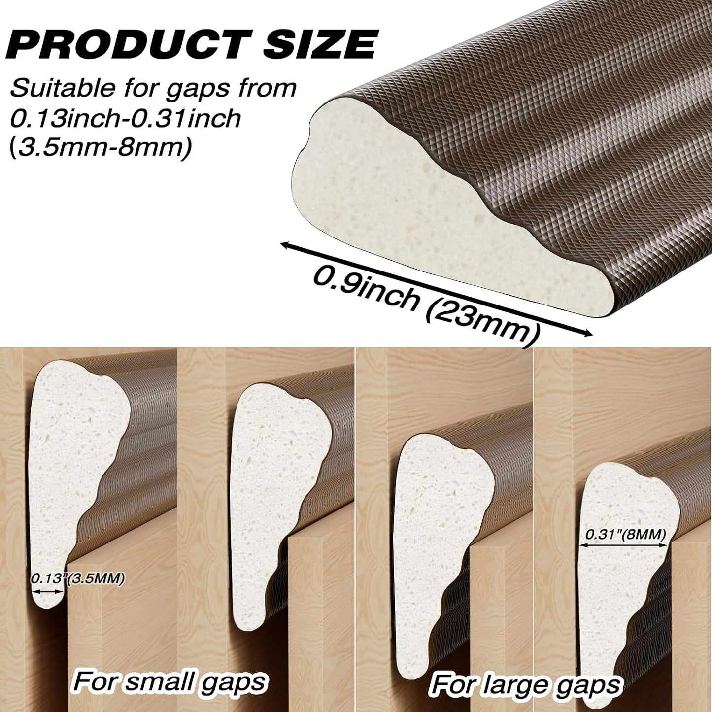 196" White Wedge Weather Stripping Door Seal, Foam Door Gap Seal | Noise & Draft Blocking, Windows & Doors Winter Insulation, Door Frame Soundproofing, Self Adhesive Weatherstrip Tape