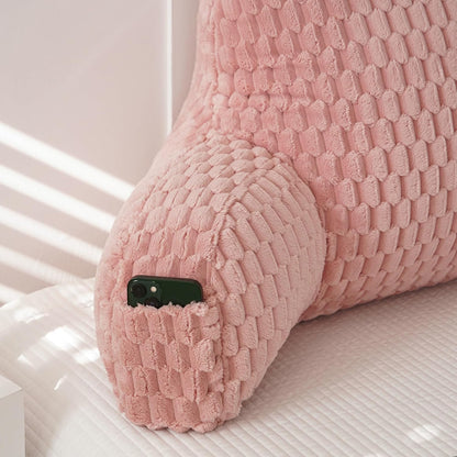 Large Reading Pillow for Adults, Back Support Pillow for Sitting Up in Bed with Arms, Couch for Lounging Bedrest, Pink