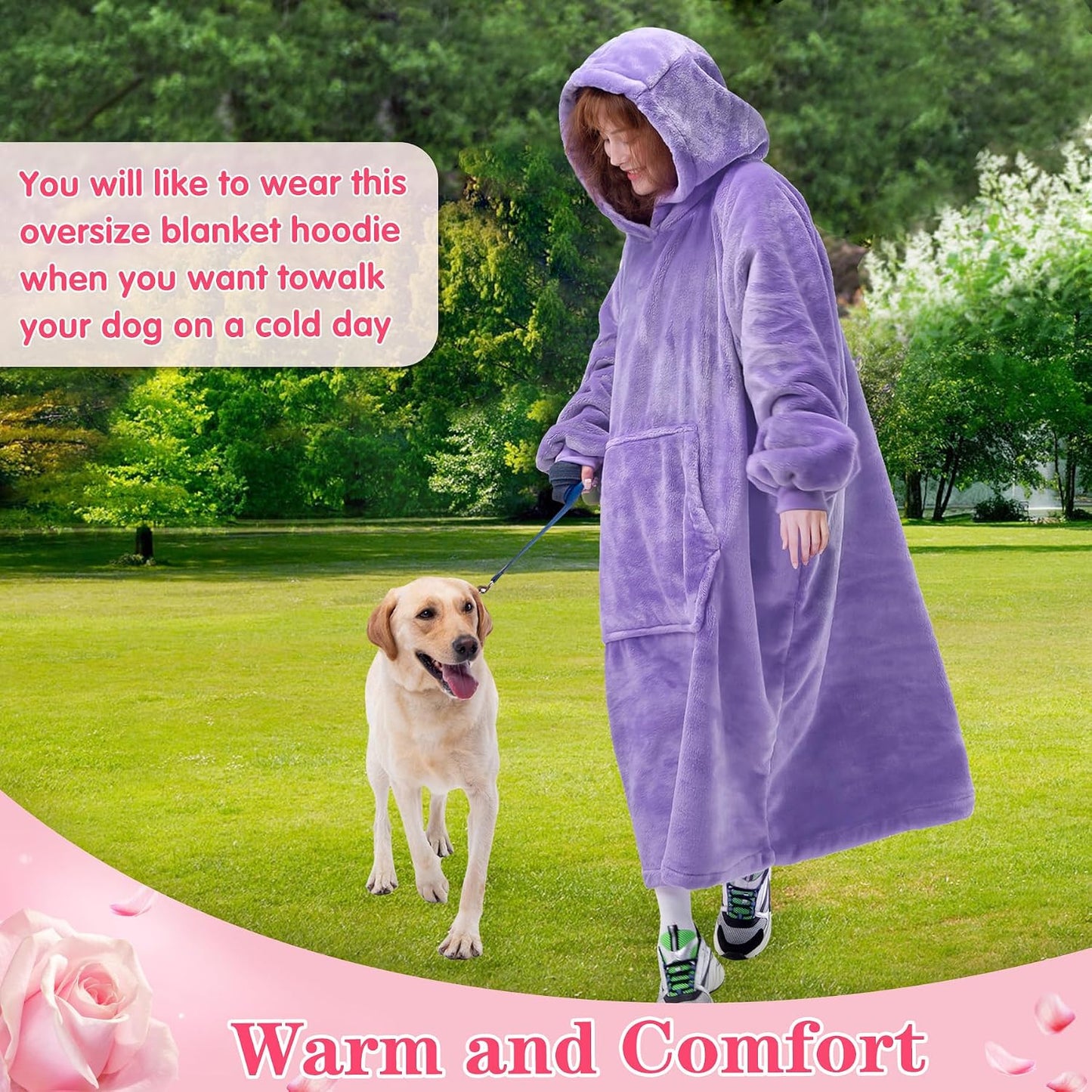 Wearable Blanket Sweatshirt Gifts for Women and Men, Warm and Cozy Giant Blanket Hoodie, Thick Flannel Blanket with Sleeves and Giant Pocket - Dark Gray