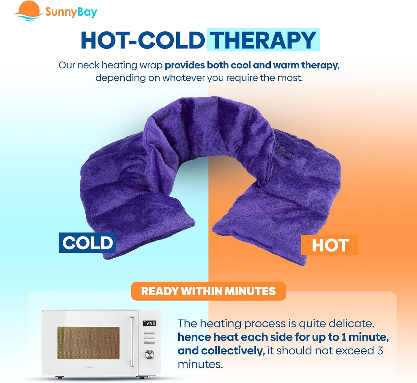 SunnyBay Heated Shoulder Wrap, Weighted Microwave Heating Pad for Neck and Shoulder Injury, Full Coverage Moist Hot Pack for Rotator Cuff Pain Relief and Frozen Shoulder, Elastic Fastening, Navy Blue