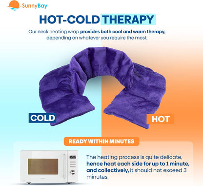 SunnyBay Heated Shoulder Wrap, Weighted Microwave Heating Pad for Neck and Shoulder Injury, Full Coverage Moist Hot Pack for Rotator Cuff Pain Relief and Frozen Shoulder, Elastic Fastening, Navy Blue