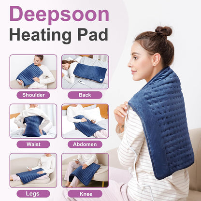 Heating Pad,Heated Blanket,Heating Pad for Back Neck,Grey,24x12 Inch | Electric Heating Pad,Dry/Moist Heat Heating Pads,Heating Pads for Shoulder,Abdomen,Heat Pad for Women Men,Birthday Gift