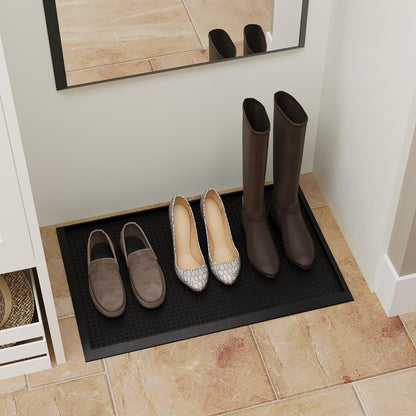 Ottomanson Indoor/Outdoor Boot Tray Non-Slip Doormat Modern Entryway Mat for Entryway Patio Backyard Garage, 18" x 28", Black