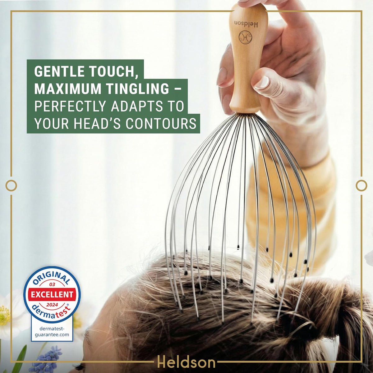 HELDSON Wire Head Massager 32 Fingers – Scalp Head Scratcher Whisk Tool
