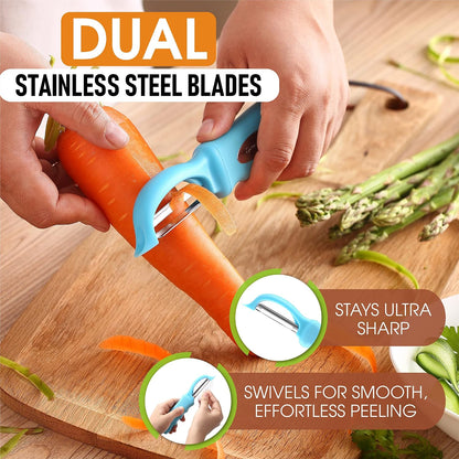 Spring Chef Swivel Potato Peeler for Kitchen w/ Soft Grip Handle, Mango | Premium Vegetable Peeler w/ Sharp Stainless Steel Blades, Multifunctional Food Peeler for Apple, Carrot, Cucumber, Fruit