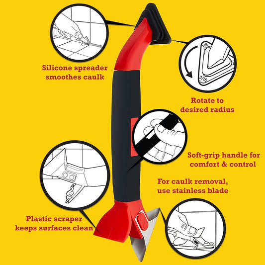 ALLWAY CT31 3-in-1 Caulk Tool for Removal and Application | Remove Old Caulk, Smooth Fresh Caulk