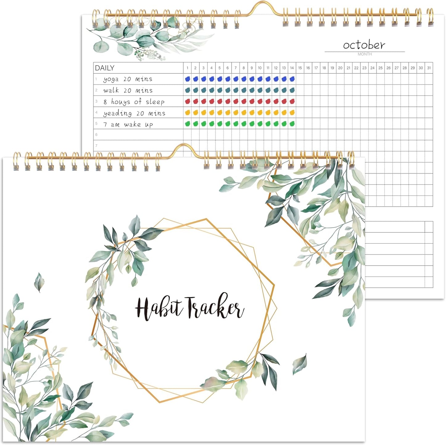 Habit Tracker Calendar- Daily, Weekly & Monthly Habit Tracker Journal | Undated, 12 Months, 7.9"x10", Writable, for Goal Setting, Boost Productivity, Workout Motivation & Self Care Tool