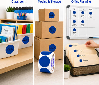 Fluorescent Green Dot Stickers, 2 Inch, 500/Roll | Writable Matte Paper Circle Stickers for Inventory, Classrooms, Offices, Retail, and Color Coding. Made in USA